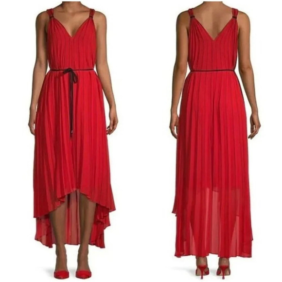 NEW Ted Baker London Red Pleated Maleeta High-Low Gown $349 - Picture 1 of 15